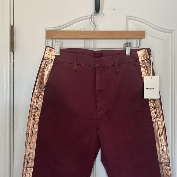 NWT Mother | Shaker Prep Fray in Dahlia w. Rose Gold Stripe Size 28/6 Straight - Picture 6 of 15